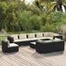 Carevas 10 Piece Patio Set with Cushions Poly Rattan Black