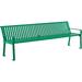 Global Industrial 8 ft. Outdoor Park Bench with Back Vertical Steel Slat Green Unassembled