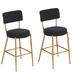 Set of 2 Modern Teddy Fabric Upholstered Bar Stools with Metal Base