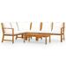 OWSOO 5 Piece Garden Set with Cushion Cream Solid Acacia Wood