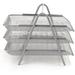 Network Collection Stackable Paper Tray Letter Size File and Document Holder Desktop Organizer Metal Mesh - Silver