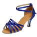 XIAQUJ Sandals for Womens Lace up Latin Dance High Heels Shoes Rhinestone Heeled Ballroom Salsa Tango Party Sequin Dance Shoes Sandals for Women Blue 9(42)