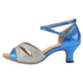 ZTTD Women s Indoor Suede Sole 5.5 Cm Medium Heel Fashion Comfortable Latin Dance Shoes Blue