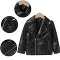 Esaierr Toddler Baby Girls PU Leather Jacket Outerwear 2-6T Girls Fashion PU Leather Motorcycle Jacket Kids Outerwear Slim PU Leather Black Short Coat With Pocket