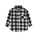 TOWED22 Toddler Baby Boy Girl Plaid Top Button Flannel Shirts Autumn Winter Outfits for Kids(White 6-7 Y)