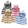 Godderr 9M-5Y Toddler Baby Winter Coats with Ears Hooded for Newborn Girls Fleece Jacket Sweater Outwear Autumn Winter Casual Striped Zip Long-Sleeved Warm Top Jacket