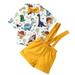 12 Months Toddler Baby Boys Clothes Baby Boys Outfits 12-18 Months Baby Boys Short Sleeve Dinosaur Print Top Overall Shorts 2PCS Set Yellow