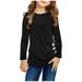 K ids Girls Casual Tunic Tops Knot Front Button Long Sleeve Casual Loose Blouse T-Shirt Tee Long Sleeve Girls Undershirts Graphic Tee Toddler