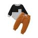 Kids Children Sets Patchwork Printed Cotton Autumn Pocket Long Sleeve Pants Outfits Sweatshirt Clothes Sports Home Wear For Child