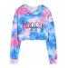 K ids Teen Girls Crop Tops Tie-Dye Hoodies Long Sleeve Pullover Sweatshirts Tops Sweaters for Toddlers Cropped Hoodie