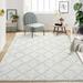 Yesfashion 8 x 10 Contemporary Geometric Area Rug for Living Room Bedroom Large Diamond Lattice Rug Non-Shedding No-Slip Beige/Gray