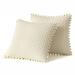 2PCS Solid Color Corduroy Pompom Cushion Covers Home Decorative Pillow Case Beige