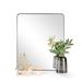 ANDY STAR Wall Mirror Brushed Nickel for Bathroom 30x36 Rounded Rectangle Mirror with Stainless Steel Silver Metal Frame Modern Bathroom Vanity Mirror