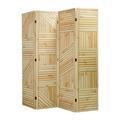 American Art Decor Double-Sided Bamboo Pattern Print Canvas Portable Dressing Room Divider Privacy Screen 4 Panels 70 H x 63 L x 1 D