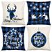 4PCS Merry Christmas Throw Pillow Covers Deer Snowflakes Snowman Decorative Pillow Covers for Sofa Couch Bed and Car Throw Pillow Covers 18 x 18 inches