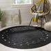 Handmade Braided Natural Pure Jute Black Color Tikki Round Rugs Size 3 x 3 Feet Round