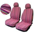 TAGMORE Pink Car Seat Cover Hippie Boho 4PCS Cute Western Accesories for Women Girls GIF Automotive Interior Covers Stripe Multi-Color Breathable Universal fit for Sedan Vans Trucks SU