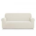Enova Home Ultra Soft Rhombus Jacquard Polyester Spandex Fabric 2 Seaters Box Cushion Loveseat Slipcovers (Ivory)