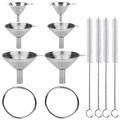1 Set Stainless Steel Funnel Kitchen Funnel Kitchen Filter with Brushes Kitchen Supplies