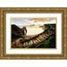 Frates Dennis 32x23 Gold Ornate Wood Framed with Double Matting Museum Art Print Titled - Sunset at Durdle Door with pathway. Dorset Jurassic Coast England