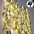 Artificial Maple Leaf Green Vine Plant Fairy Window Curtain String Lights Plants Hanging Garland Faux Greenery Leaves Bedroom Decor for Wedding Home Decor (Warm Light)