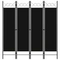 moobody 4 Panel Folding Room Divider Fabric Freestanding Room Partition Panel Screen Iron Frame Black for Bedroom Bathroom Living Room Home Furniture 63 x 70.9 Inches (W x H)