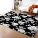 European Black And White Rose Watercolor Style Area Rug Indoor Non-Slip Large Kids Rugs Machine Washable Breathable Durable Carpet For Living Room Bedroom Dining Room Office 4 x 5