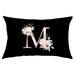 Fulijie Pillow Cases Travel Pillow Case Black Floral Pillow Covers Bed Sheets & Pillowcases Pillow Covers English Alphabet ANW Floral Pillowcases Black Throw Case