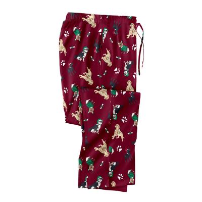 Men's Big & Tall Flannel Novelty Pajama Pants by KingSize in Holiday Dogs (Size 4XL) Pajama Bottoms