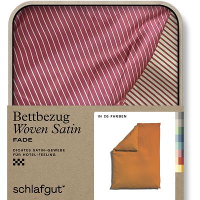 Bettbezug SCHLAFGUT "Woven Satin Fade mit feinen Streifen", bunt (gelb deep, rot mid), B:135-140cm L:200cm, Mako-Satin, Obermaterial: 100% Baumwolle, Bettbezüge, mit Farbverlauf, Mix & Match: passender Kissenbezug erhältlich Image