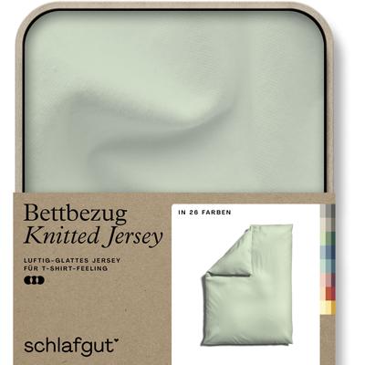 Bettbezug SCHLAFGUT "Knitted Jersey uni, aus Bio-Baumwolle mit Elasthan, Reißverschluss", grün (grün light), B:135-140cm L:200cm, Jersey, Obermaterial: 95% Baumwolle, 5% Elasthan, Bettbezüge, bügelfrei, Mix & Match Bettwäsche: passender Kissenbezug... Image