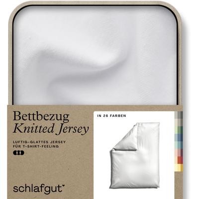 Bettbezug SCHLAFGUT "Knitted Jersey uni, aus Bio-Baumwolle mit Elasthan, Reißverschluss", weiß (full, weiß), B:155cm L:220cm, Jersey, Obermaterial: 95% Baumwolle, 5% Elasthan, Bettbezüge, bügelfrei, Mix & Match Bettwäsche: passender Kissenbezug... Image