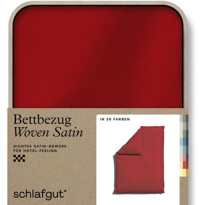 Bettbezug SCHLAFGUT "Woven Satin", rot (rot deep), B:135-140cm L:200cm, Mako-Satin, Obermaterial: 100% Baumwolle, Bettbezüge, besonders dicht gewebt, Mix & Match: passender Kissenbezug erhältlich Image