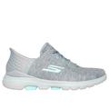 Skechers Women's Slip-ins: GO GOLF WALK 5 - Slip-Ins Shoes | Size 9.0 | Gray/Aqua | Textile/Synthetic