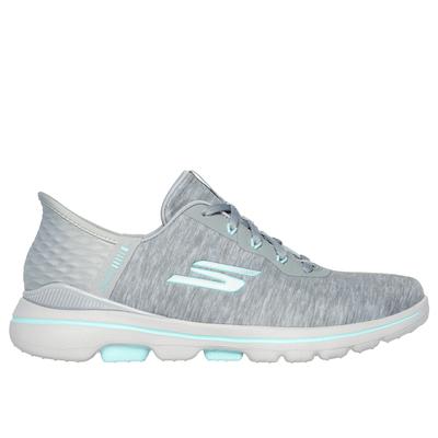 Skechers Women's Slip-ins: GO GOLF WALK 5 - Slip-Ins Shoes | Size 11.0 | Gray/Aqua | Textile/Synthetic