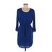 Naif Casual Dress - Mini Scoop Neck 3/4 sleeves: Blue Solid Dresses - Women's Size Medium