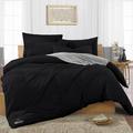 SGI 600 TC King Size Soft Sateen Weave 4PCS Duvet Covers Sets, Long Staple Egyptian Cotton Black Bedding Set- Fitted sheet, Duvet Cover with 2 Pillowcases, Easy Care