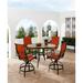 Canora Grey Sefrou Round 4 - Person Long Bar Height Outdoor Dining Set w/ Cushions & Umbrella Metal in Black | 56 W x 56 D in | Wayfair