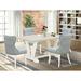 Red Barrel Studio® 4 - Person Acacia Solid Wood Dining Set Wood/Upholstered in White | 30 H x 36 W x 60 D in | Wayfair