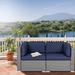 Ebern Designs Rister 59" Wide Wicker w/ Cushions Wicker/Rattan in Blue | 25.6 H x 59 W x 29.5 D in | Outdoor Furniture | Wayfair