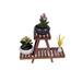 East Urban Home Jardiniere Rectangle Multi-Tiered Walnut Plant Stand Wood/Solid Wood in Brown | 19.7 H x 27.6 W x 9.4 D in | Wayfair