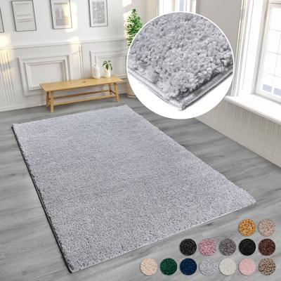 Hochflor-Teppich MY HOME "Viva" Gr. 2, grau (hellgrau), B:70cm H:45mm L:140cm, Kunstfaser, Teppiche, Uni Farben, einfarbig, besonders weich und kuschelig, Kundenliebling Image