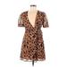 J.O.A. Just One Answer Casual Dress - Wrap: Tan Leopard Print Dresses - Women's Size X-Small