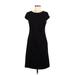 Lafayette 148 New York Casual Dress - A-Line Crew Neck Short sleeves: Black Print Dresses - Women's Size 8