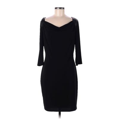Calvin Klein Casual Dress - Sheath Scoop Neck 3/4 Sleeve: Black Solid Dresses - Women's Size 6