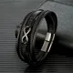 MKENjazz-Bracelet en cuir tressé multicouche pour homme et femme bracelets extron classiques acier