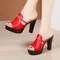 10cm Block High Heels Slides Women Platform Shoes Summer 2025 Chunky Heart Leather Thick Sole Slippers for Office Wedding