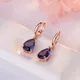 14K Gold Color Natural Amethyst Jewelry Drop Earring Women Aros Mujer Oreja Water Drop Amethyst