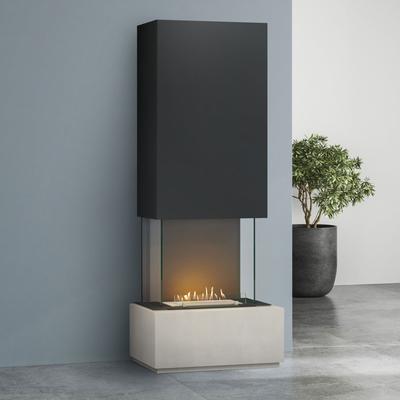 muenkel design Prato [moderner Design Ethanolkamin]: Concrete (Betonoptik) - Planika Senso - Haube schwarz-grau Image