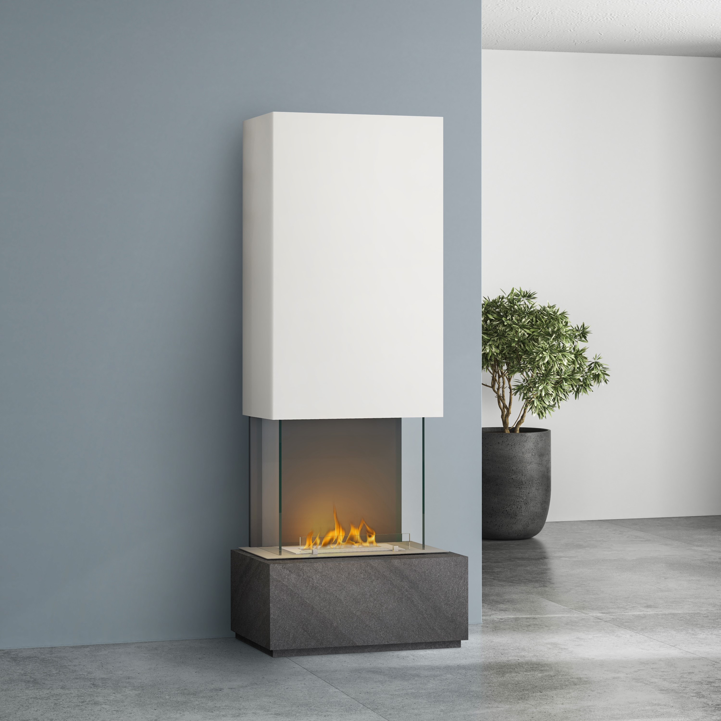 muenkel design Prato [moderner Design Ethanolkamin]: Galaxy (Schiefer dunkelgrau) - safety burner 450 - weiß Image